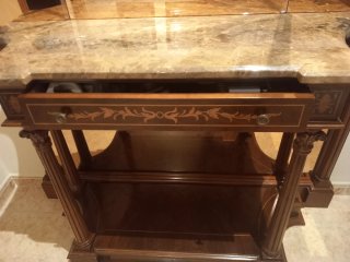 Mueble de entrada madera y mármol