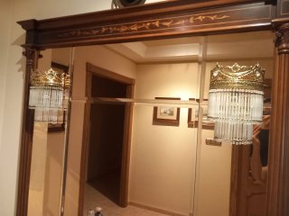 Mueble de entrada madera y mármol