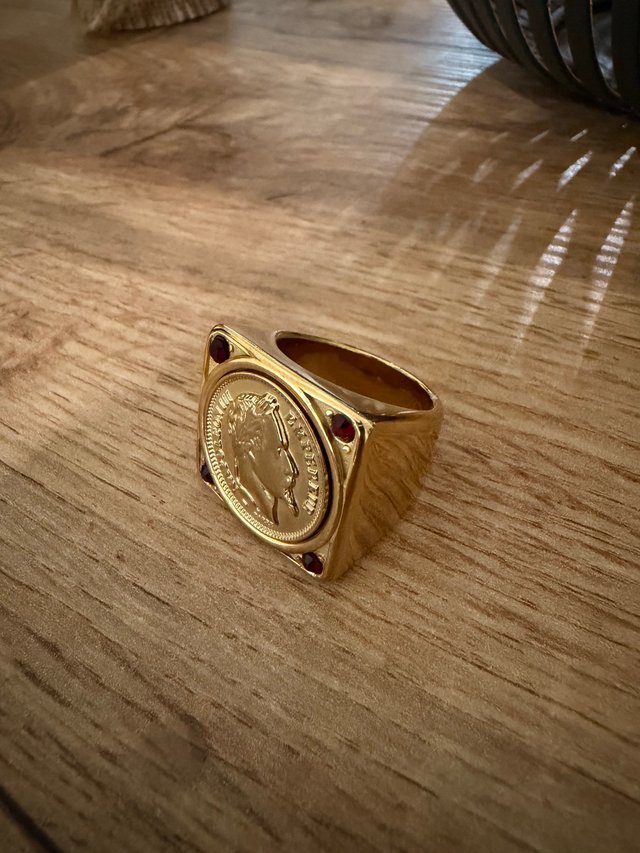 Anillo Oro laminado 18 Moneda Napoleón talla 10-11