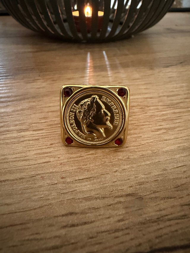 Anillo Oro laminado 18 Moneda Napoleón talla 10-11