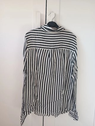 Camisa de Rayas Blanco y Negro, Talla S, Pull&Bear
