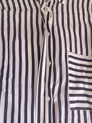 Camisa de Rayas Blanco y Negro, Talla S, Pull&Bear