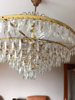 Lámpara Salón Cristal 6 Vueltas Antigua