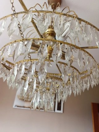 Lámpara Salón Cristal 6 Vueltas Antigua