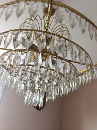 Lámpara Salón Cristal 6 Vueltas Antigua