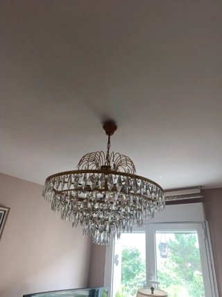 Lámpara Salón Cristal 6 Vueltas Antigua