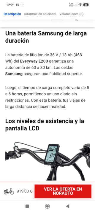 Bicicleta Eléctrica Waycscral everyway e200
