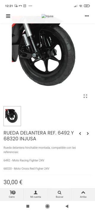 Moto eléctrica 24V 14km/h Roja y Negra