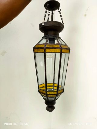 Lámpara Farol Marroquí Cristal y Metal