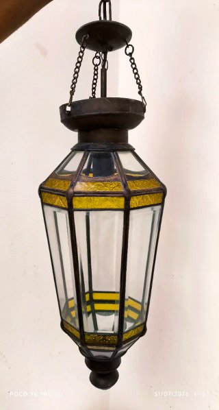 Lámpara Farol Marroquí Cristal y Metal