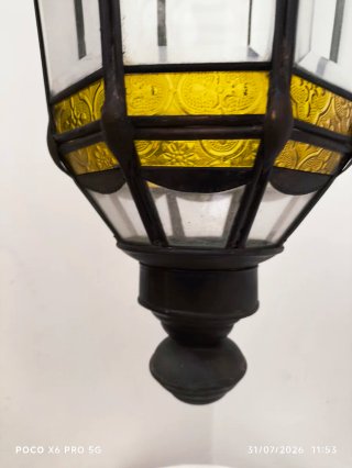 Lámpara Farol Marroquí Cristal y Metal