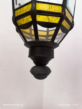Lámpara Farol Marroquí Cristal y Metal