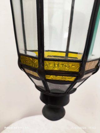 Lámpara Farol Marroquí Cristal y Metal