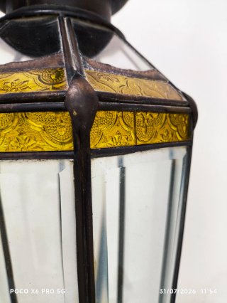 Lámpara Farol Marroquí Cristal y Metal