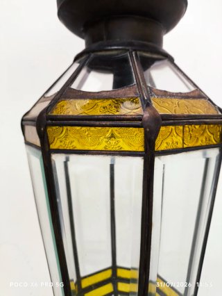 Lámpara Farol Marroquí Cristal y Metal