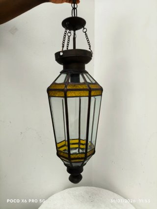 Lámpara Farol Marroquí Cristal y Metal