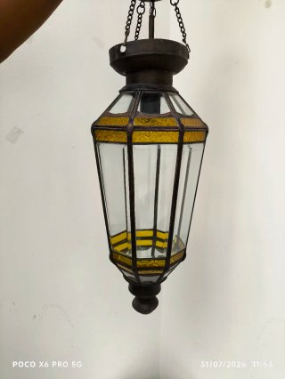 Lámpara Farol Marroquí Cristal y Metal
