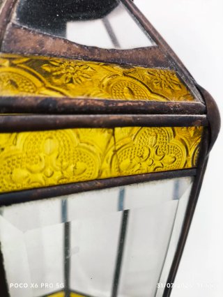 Lámpara Farol Marroquí Cristal y Metal