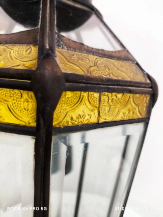 Lámpara Farol Marroquí Cristal y Metal