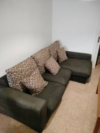 Sofá modular tela gris y beige