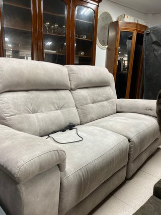 Sofá eléctrico 3 plazas beige/gris