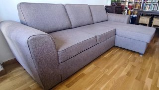 Sofá cama tonos marrones con chaise longue reversi