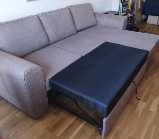 Sofá cama tonos marrones con chaise longue reversi