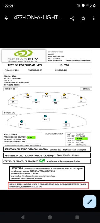 Parapente Nova ION 6 light Talla M