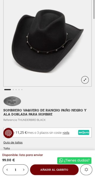 Sombrero Vaquero Bullhide Hats Negro Talla L