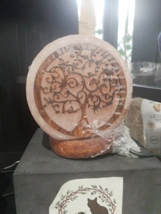 Lámpara Sal Árbol Vida Madera