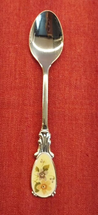 Juego Vintage 6 Cucharitas Doradas Porcelana Nuevo