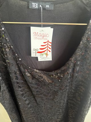 Vestido fiesta lentejuelas negro Talla XL