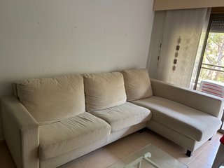 Sofá Chaise Longue Beige Tela