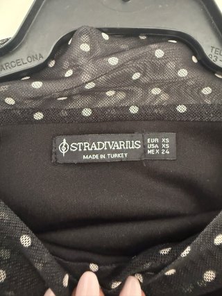 Vestido negro lunares manga larga fruncido