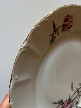 Piatto porcellana vintage rose rosa