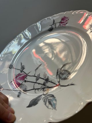 Piatto porcellana vintage rose rosa