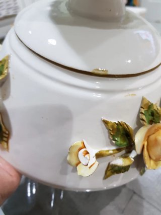 Frutero de porcelana vintage con flores
