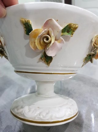 Frutero de porcelana vintage con flores