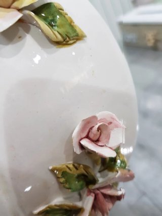 Frutero de porcelana vintage con flores