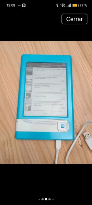 Lector de libros electrónicos azul y blanco