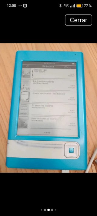Lector de libros electrónicos azul y blanco