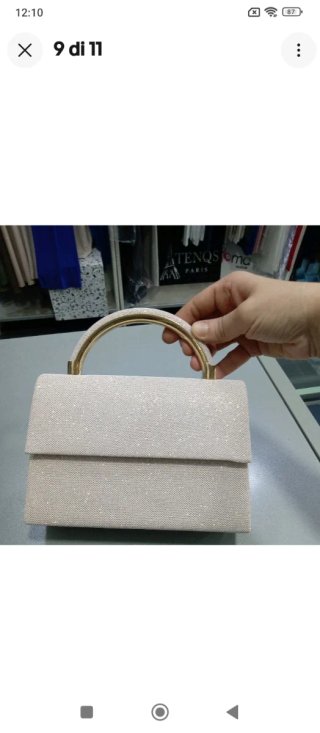 Sm274 borsetta Pochette tessuto oro rosa luccicant