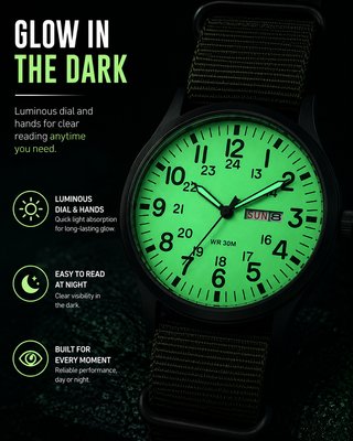 Reloj Militar Esfera Oliva Correa Nato Verde