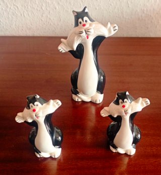 Figuras decorativas de gatos en cerámica