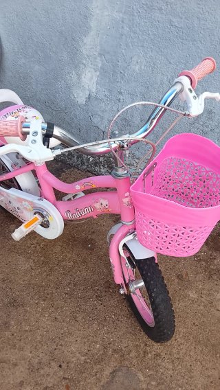 Bicicleta infantil rosa con ruedines