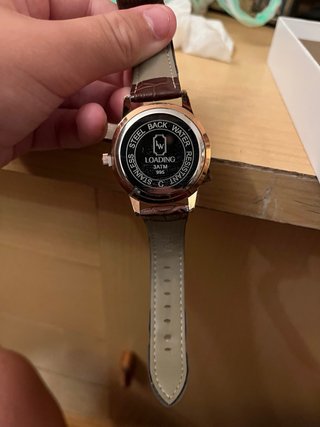 Reloj Hombre Dorado Rosa Fase Lunar Correa Cuero
