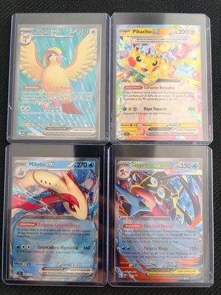 Pack 4 Cartas Pokémon EX (Pikachu, Pidgeot, Mega-G