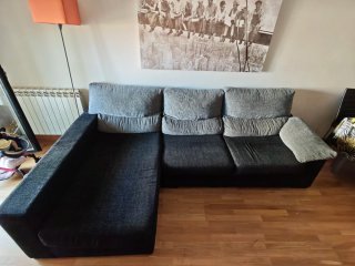 Sofá Chaise Longue Negro y Gris