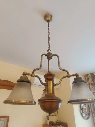 Conjunto dos lámparas vintage metal y madera