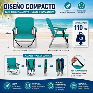 2 Sillas Plegables Playa Verano